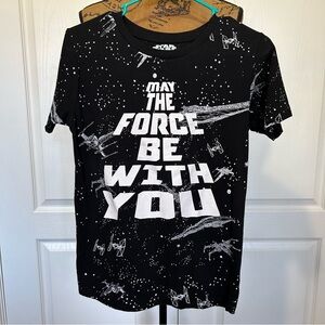 Star Wars Small Black White Short Sleeve T Shirt May The Force Be With You